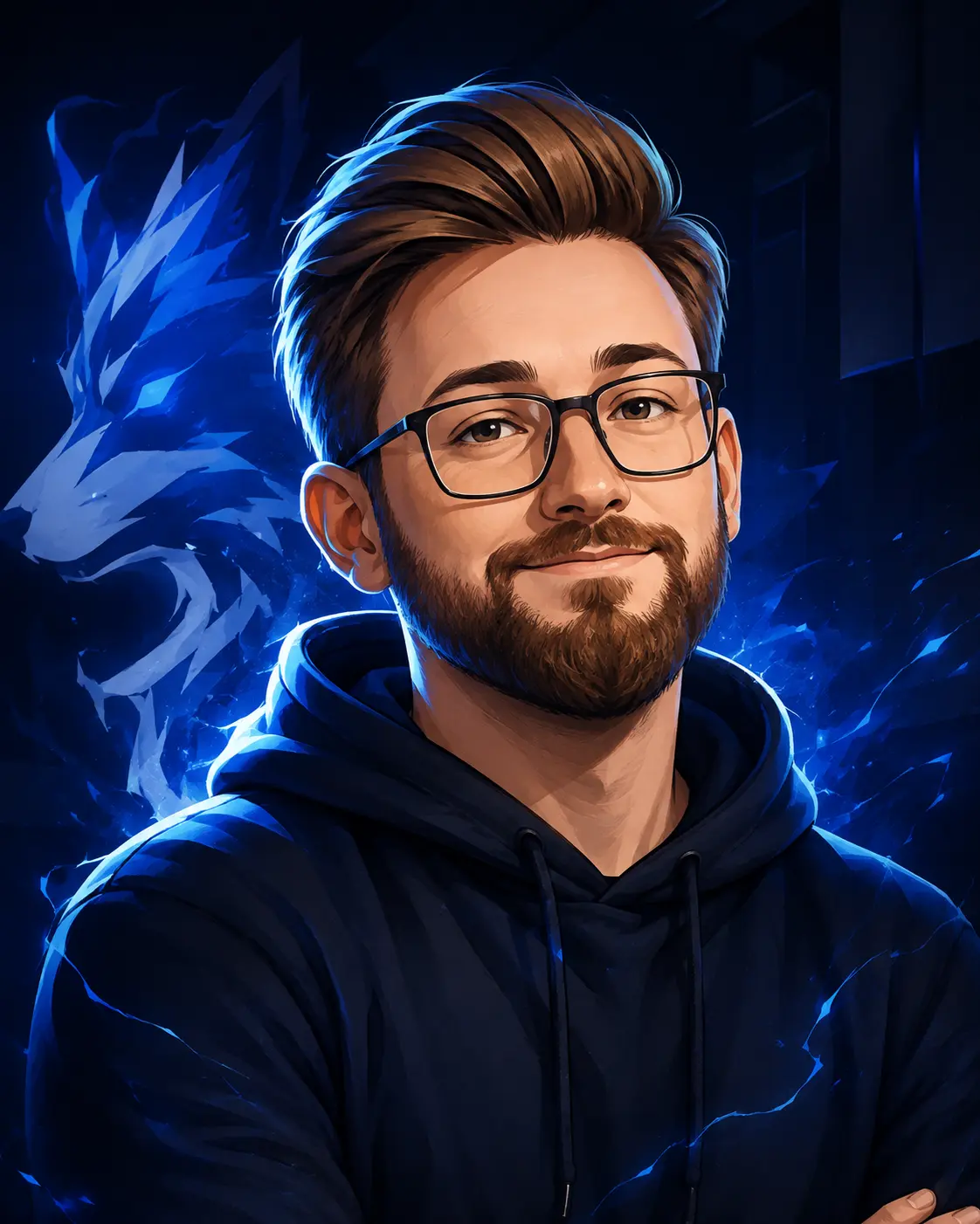 Illustration von Micha mit dem Grantebart Wolf
